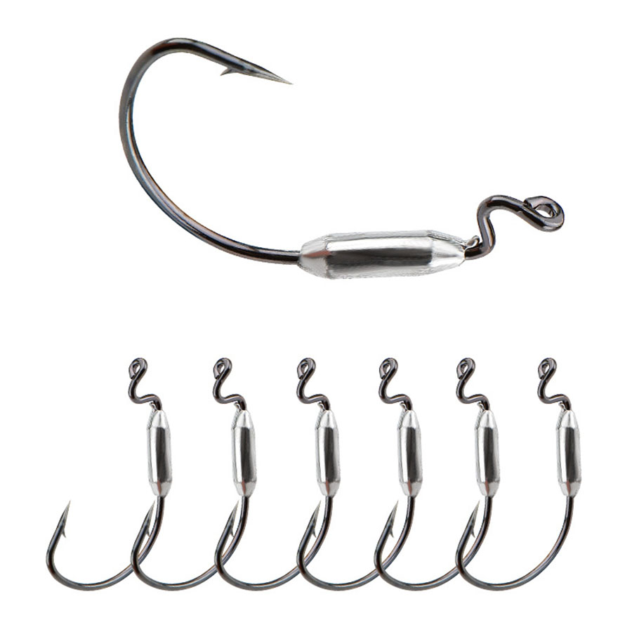 Fishing Hook Offset - 5 Stück weicher Wurmköder 1/0 #