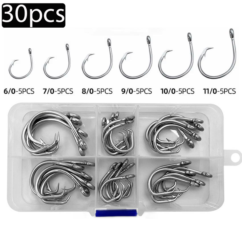 Fishing Hook Circle - 30 teile/schachtel Angelhaken Edelstahl Breite Spalt