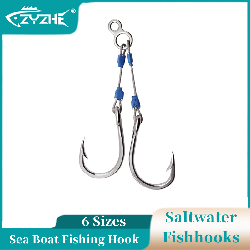 Fishing Hook Barbless - ZYZHE Stahl-Jig-Haken 6 Größen Hochkarbon-Stahl Angelhaken