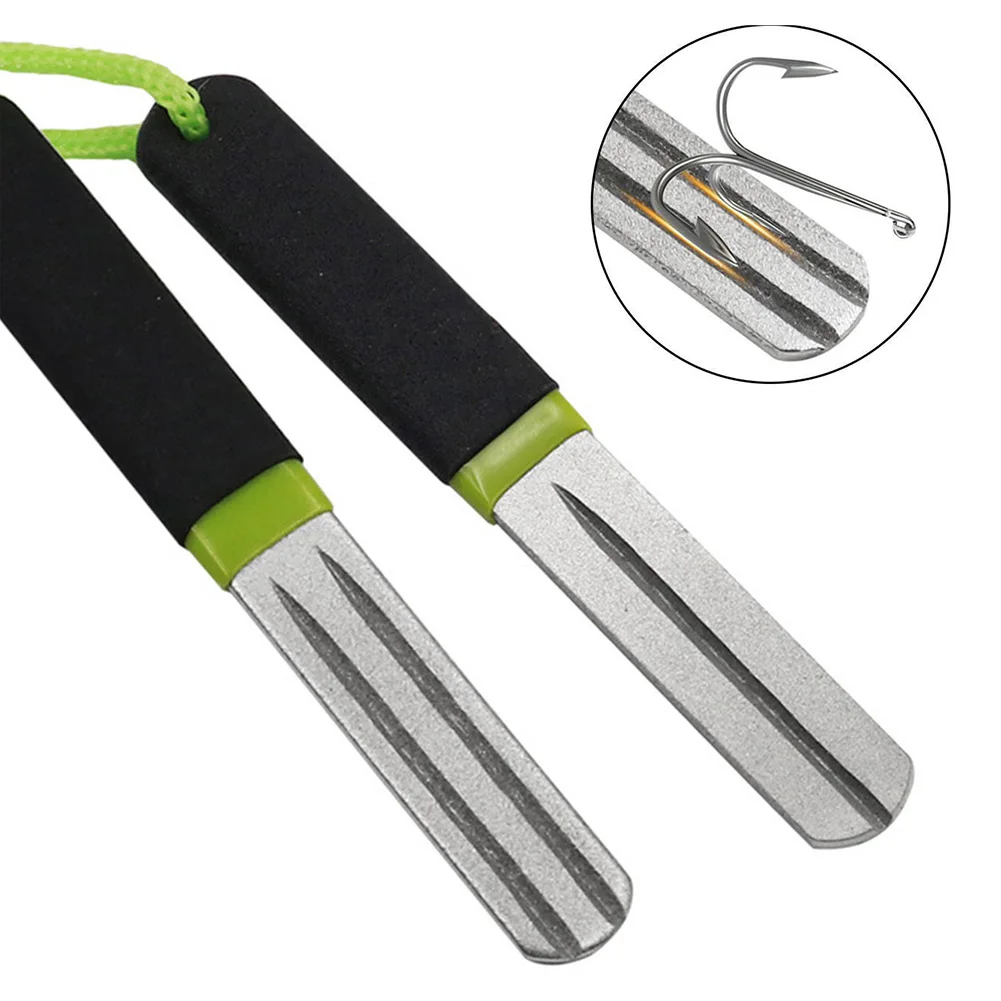 Fishing Hook Sharpener - Doppelseitiger Hakenhoner Angelhakenfeile Schleifstein Diamant-Messerschärfer Leitungsentferner