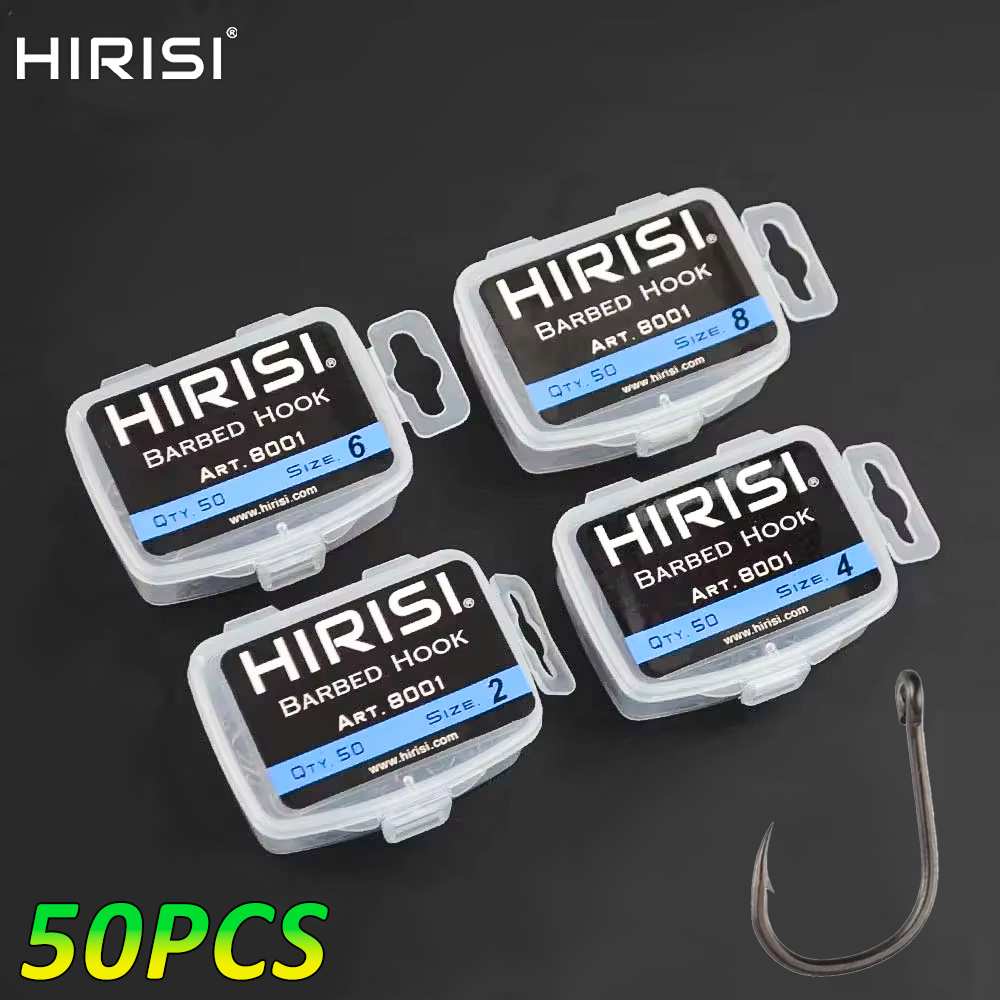 Fishing Hook Assortment - Hirisi 50 Stück Karpfen-Angelhaken mit Widerhaken,
