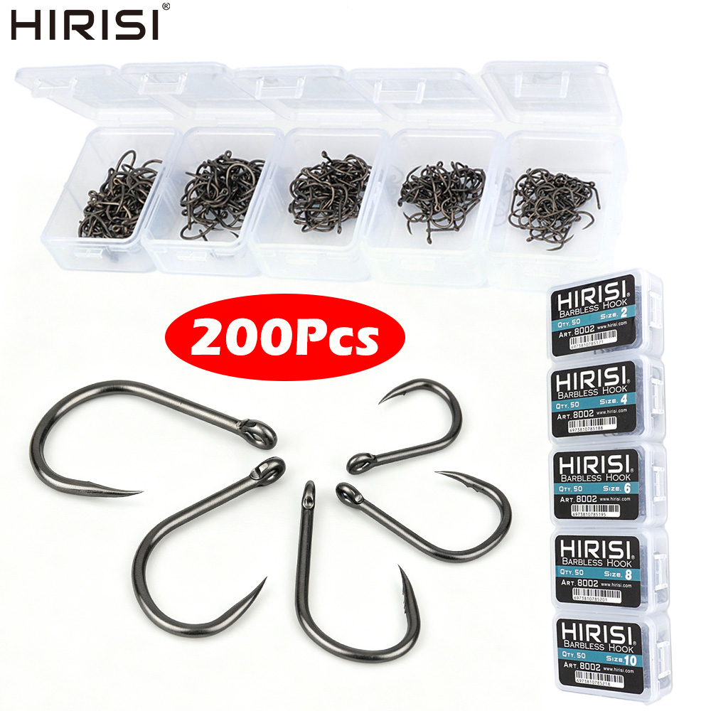 Fishing Hook Assortment - Hirisi 8002 200 Stück Widerhakenlose Angelhaken