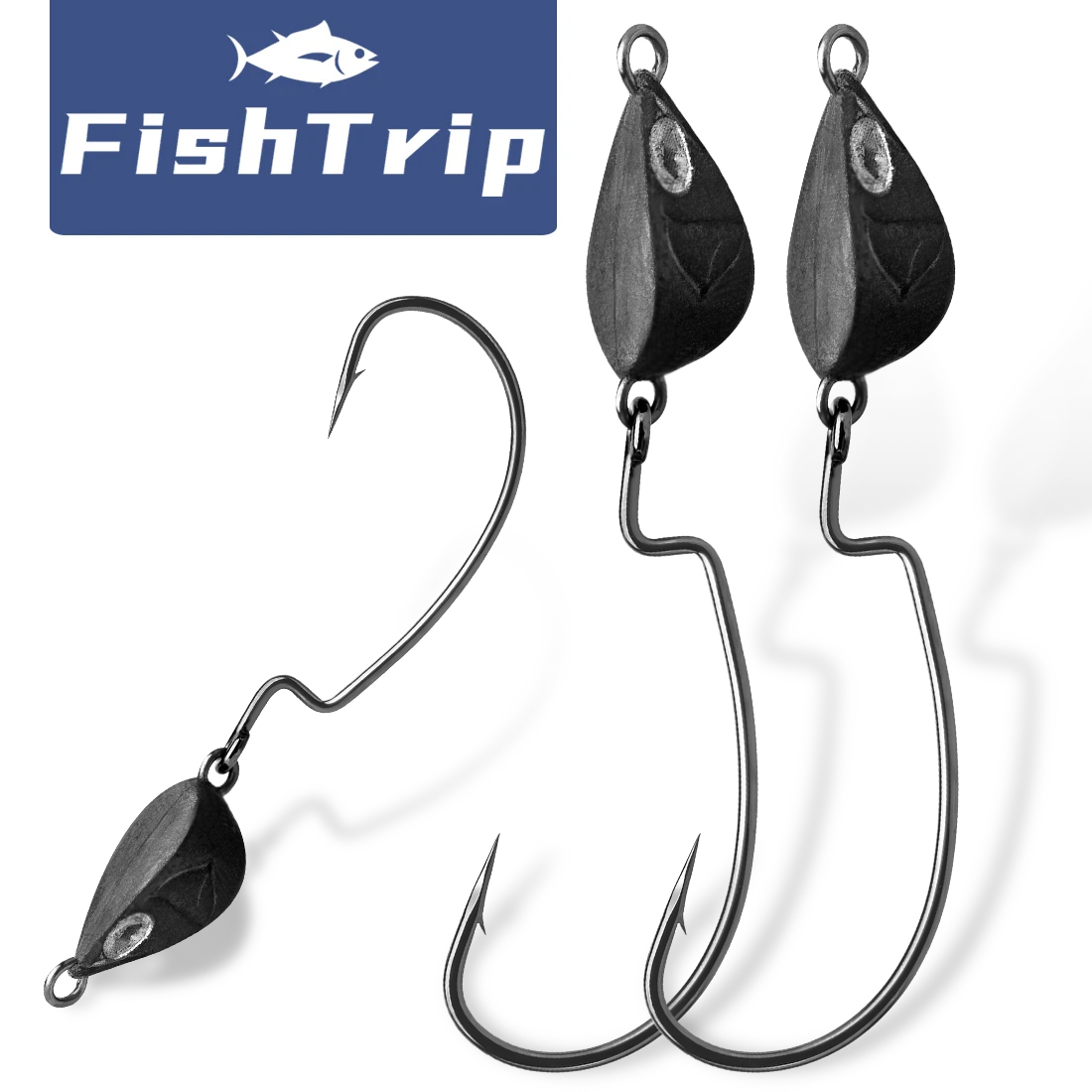 Fishing Hook Weedless - FishTrip 10-teiliger Jigkopf-Angelhaken, unkrautloser Unterstift, Bass