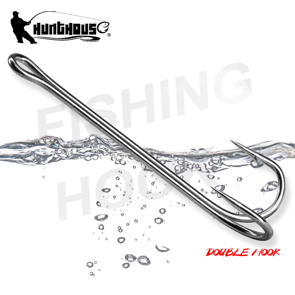 Fishing Hook Weedless - HuntHouse Doppel-Angelhaken, weicher Köder, Edelstahl, unkrautlos,