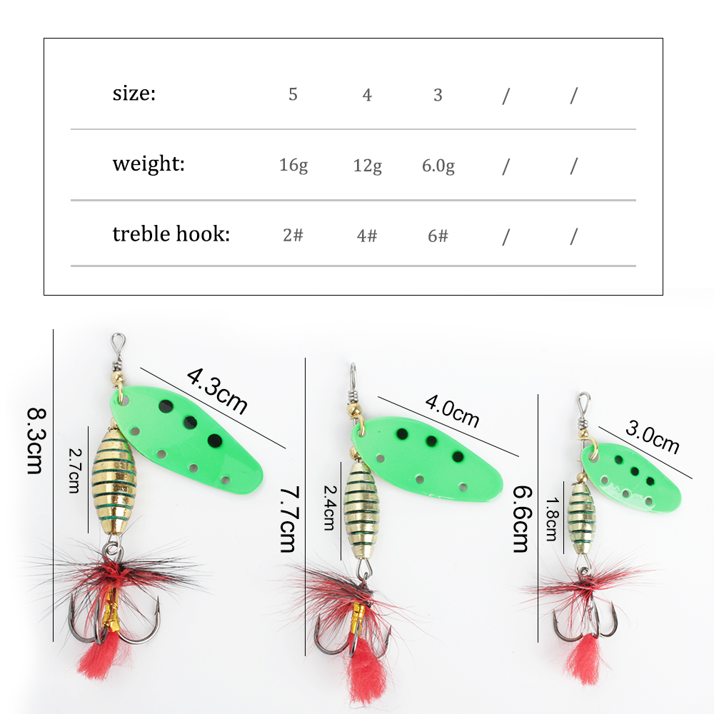 FTK 6g 12g 16g Metall Spinner  – Fishing Hook Treble Bewertung und Preis